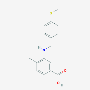 molecular formula C16H17NO2S B276564 4-Methyl-3-{[4-(methylsulfanyl)benzyl]amino}benzoic acid 