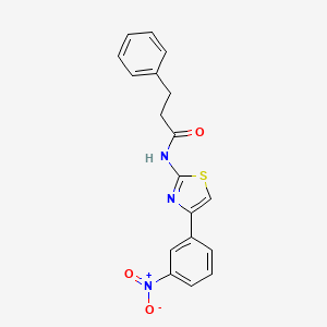 molecular formula C18H15N3O3S B2765645 N-[4-(3-nitrophenyl)-1,3-thiazol-2-yl]-3-phenylpropanamide CAS No. 476323-26-9