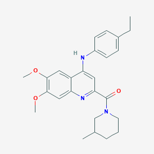 molecular formula C26H31N3O3 B2765659 N-(4-ethylphenyl)-6,7-dimethoxy-2-(3-methylpiperidine-1-carbonyl)quinolin-4-amine CAS No. 1251580-90-1