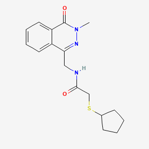 molecular formula C17H21N3O2S B2765682 2-(cyclopentylsulfanyl)-N-[(3-methyl-4-oxo-3,4-dihydrophthalazin-1-yl)methyl]acetamide CAS No. 1396765-03-9