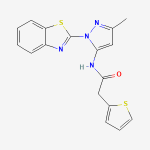 molecular formula C17H14N4OS2 B2765698 N-(1-(benzo[d]thiazol-2-yl)-3-methyl-1H-pyrazol-5-yl)-2-(thiophen-2-yl)acetamide CAS No. 1172451-04-5