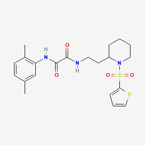 molecular formula C21H27N3O4S2 B2765720 N'-(2,5-dimethylphenyl)-N-{2-[1-(thiophene-2-sulfonyl)piperidin-2-yl]ethyl}ethanediamide CAS No. 898369-06-7