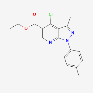 molecular formula C17H16ClN3O2 B2765736 ethyl 4-chloro-3-methyl-1-(4-methylphenyl)-1H-pyrazolo[3,4-b]pyridine-5-carboxylate CAS No. 866040-20-2