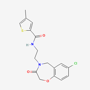 molecular formula C17H17ClN2O3S B2765741 N-(2-(7-chloro-3-oxo-2,3-dihydrobenzo[f][1,4]oxazepin-4(5H)-yl)ethyl)-4-methylthiophene-2-carboxamide CAS No. 1903286-44-1