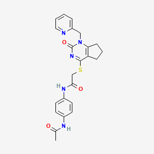 molecular formula C23H23N5O3S B2765744 N-(4-acetamidophenyl)-2-((2-oxo-1-(pyridin-2-ylmethyl)-2,5,6,7-tetrahydro-1H-cyclopenta[d]pyrimidin-4-yl)thio)acetamide CAS No. 899955-16-9