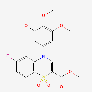 molecular formula C19H18FNO7S B2765756 methyl 6-fluoro-4-(3,4,5-trimethoxyphenyl)-4H-1,4-benzothiazine-2-carboxylate 1,1-dioxide CAS No. 1291864-73-7