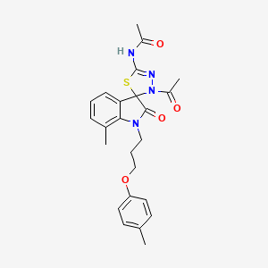 N-{3'-acetyl-7-methyl-1-[3-(4-methylphenoxy)propyl]-2-oxo-1,2-dihydro-3'H-spiro[indole-3,2'-[1,3,4]thiadiazol]-5'-yl}acetamide