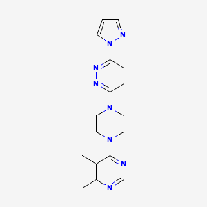 molecular formula C17H20N8 B2765775 4,5-dimethyl-6-{4-[6-(1H-pyrazol-1-yl)pyridazin-3-yl]piperazin-1-yl}pyrimidine CAS No. 2415629-03-5