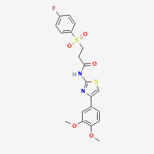 N-(4-(3,4-dimethoxyphenyl)thiazol-2-yl)-3-((4-fluorophenyl)sulfonyl)propanamide