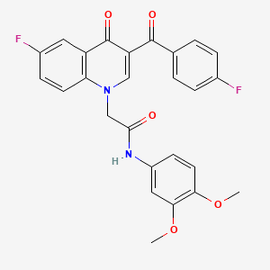 molecular formula C26H20F2N2O5 B2765778 N-(3,4-dimethoxyphenyl)-2-[6-fluoro-3-(4-fluorobenzoyl)-4-oxo-1,4-dihydroquinolin-1-yl]acetamide CAS No. 866590-17-2