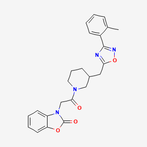 3-(2-oxo-2-(3-((3-(o-tolyl)-1,2,4-oxadiazol-5-yl)methyl)piperidin-1-yl)ethyl)benzo[d]oxazol-2(3H)-one