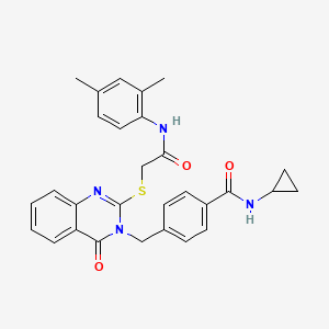 N-cyclopropyl-4-((2-((2-((2,4-dimethylphenyl)amino)-2-oxoethyl)thio)-4-oxoquinazolin-3(4H)-yl)methyl)benzamide