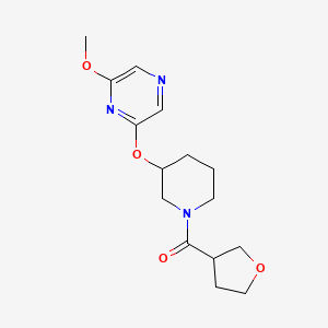 molecular formula C15H21N3O4 B2765807 2-methoxy-6-{[1-(oxolane-3-carbonyl)piperidin-3-yl]oxy}pyrazine CAS No. 2034481-78-0