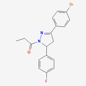 1-(3-(4-bromophenyl)-5-(4-fluorophenyl)-4,5-dihydro-1H-pyrazol-1-yl)propan-1-one