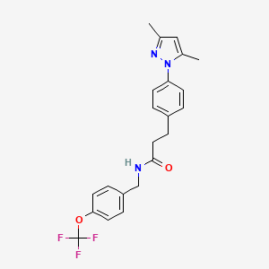 3-(4-(3,5-dimethyl-1H-pyrazol-1-yl)phenyl)-N-(4-(trifluoromethoxy)benzyl)propanamide