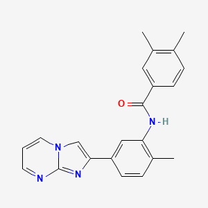 molecular formula C22H20N4O B2765845 N-(5-{imidazo[1,2-a]pyrimidin-2-yl}-2-methylphenyl)-3,4-dimethylbenzamide CAS No. 862810-21-7