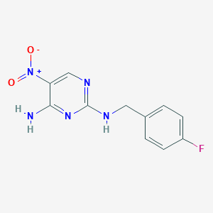 molecular formula C11H10FN5O2 B2765885 N2-(4-fluorobenzyl)-5-nitropyrimidine-2,4-diamine CAS No. 1090885-32-7