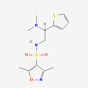 molecular formula C13H19N3O3S2 B2765886 N-(2-(dimethylamino)-2-(thiophen-2-yl)ethyl)-3,5-dimethylisoxazole-4-sulfonamide CAS No. 1211338-13-4