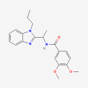 molecular formula C21H25N3O3 B2765893 3,4-dimethoxy-N-[1-(1-propyl-1H-benzimidazol-2-yl)ethyl]benzamide CAS No. 850921-32-3