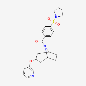 molecular formula C23H27N3O4S B2765899 ((1R,5S)-3-(pyridin-3-yloxy)-8-azabicyclo[3.2.1]octan-8-yl)(4-(pyrrolidin-1-ylsulfonyl)phenyl)methanone CAS No. 2108860-93-9