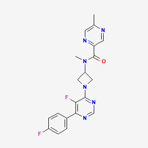molecular formula C20H18F2N6O B2765906 N-{1-[5-fluoro-6-(4-fluorophenyl)pyrimidin-4-yl]azetidin-3-yl}-N,5-dimethylpyrazine-2-carboxamide CAS No. 2380184-10-9