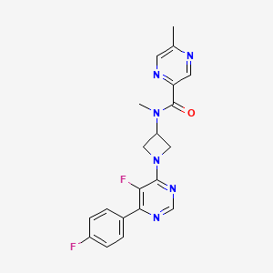 N-[1-[5-Fluoro-6-(4-fluorophenyl)pyrimidin-4-yl]azetidin-3-yl]-N,5-dimethylpyrazine-2-carboxamide