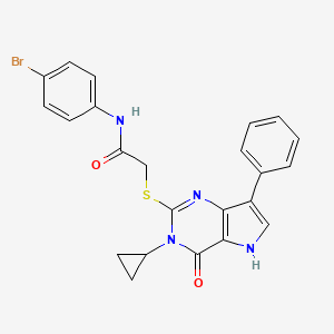 molecular formula C23H19BrN4O2S B2765910 N-(4-bromophenyl)-2-((3-cyclopropyl-4-oxo-7-phenyl-4,5-dihydro-3H-pyrrolo[3,2-d]pyrimidin-2-yl)thio)acetamide CAS No. 2034352-32-2