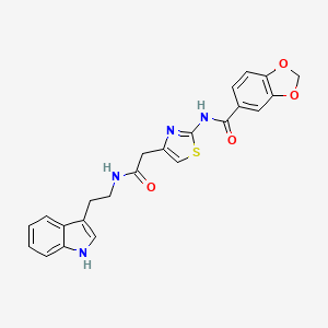 molecular formula C23H20N4O4S B2765916 N-(4-(2-((2-(1H-indol-3-yl)ethyl)amino)-2-oxoethyl)thiazol-2-yl)benzo[d][1,3]dioxole-5-carboxamide CAS No. 941899-10-1