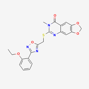 B2765919 6-(((3-(2-ethoxyphenyl)-1,2,4-oxadiazol-5-yl)methyl)thio)-7-methyl-[1,3]dioxolo[4,5-g]quinazolin-8(7H)-one CAS No. 1111992-92-7