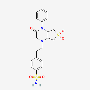 molecular formula C20H23N3O5S2 B2765934 4-(2-(6,6-dioxido-3-oxo-4-phenylhexahydrothieno[3,4-b]pyrazin-1(2H)-yl)ethyl)benzenesulfonamide CAS No. 1040703-12-5