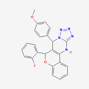 molecular formula C24H18FN5O2 B2765937 6-(2-fluorophenyl)-7-(4-methoxyphenyl)-7,12-dihydro-6H-chromeno[4,3-d]tetrazolo[1,5-a]pyrimidine CAS No. 923202-68-0