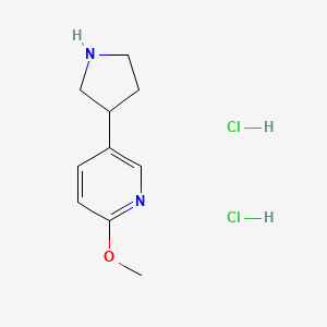 molecular formula C10H16Cl2N2O B2765942 2-Methoxy-5-(pyrrolidin-3-yl)pyridine dihydrochloride CAS No. 1909335-96-1