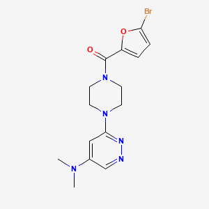 molecular formula C15H18BrN5O2 B2765953 (5-Bromofuran-2-yl)(4-(5-(dimethylamino)pyridazin-3-yl)piperazin-1-yl)methanone CAS No. 1448047-16-2