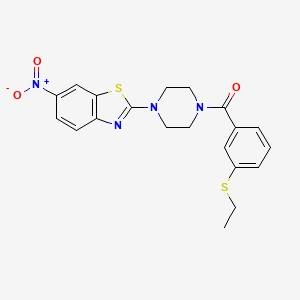 molecular formula C20H20N4O3S2 B2765955 (3-(Ethylthio)phenyl)(4-(6-nitrobenzo[d]thiazol-2-yl)piperazin-1-yl)methanone CAS No. 886915-43-1
