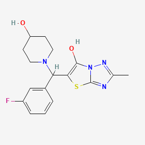 B2765958 5-((3-Fluorophenyl)(4-hydroxypiperidin-1-yl)methyl)-2-methylthiazolo[3,2-b][1,2,4]triazol-6-ol CAS No. 851810-40-7