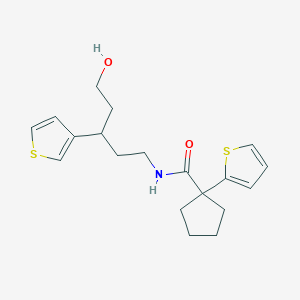 molecular formula C19H25NO2S2 B2765959 N-(5-hydroxy-3-(thiophen-3-yl)pentyl)-1-(thiophen-2-yl)cyclopentanecarboxamide CAS No. 2034329-65-0