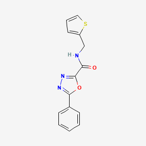 molecular formula C14H11N3O2S B2765960 5-phenyl-N-(thiophen-2-ylmethyl)-1,3,4-oxadiazole-2-carboxamide CAS No. 1170464-80-8