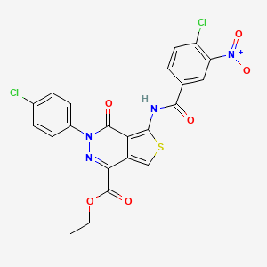 molecular formula C22H14Cl2N4O6S B2765966 Ethyl 5-[(4-chloro-3-nitrobenzoyl)amino]-3-(4-chlorophenyl)-4-oxothieno[3,4-d]pyridazine-1-carboxylate CAS No. 851950-60-2