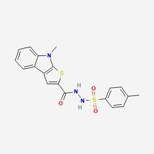 molecular formula C19H17N3O3S2 B2765970 4-methyl-N'-[(8-methyl-8H-thieno[2,3-b]indol-2-yl)carbonyl]benzenesulfonohydrazide CAS No. 477860-44-9