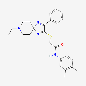 N-(3,4-dimethylphenyl)-2-((8-ethyl-3-phenyl-1,4,8-triazaspiro[4.5]deca-1,3-dien-2-yl)thio)acetamide