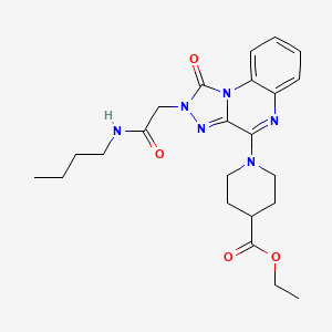 molecular formula C23H30N6O4 B2765993 ethyl 1-{2-[(butylcarbamoyl)methyl]-1-oxo-1H,2H-[1,2,4]triazolo[4,3-a]quinoxalin-4-yl}piperidine-4-carboxylate CAS No. 1184984-68-6