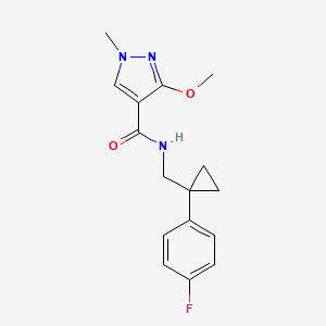 molecular formula C16H18FN3O2 B2766011 N-((1-(4-氟苯基)环丙基)甲基)-3-甲氧基-1-甲基-1H-吡唑-4-甲酰胺 CAS No. 1207052-06-9