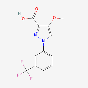 molecular formula C12H9F3N2O3 B2766019 4-methoxy-1-[3-(trifluoromethyl)phenyl]-1H-pyrazole-3-carboxylic acid CAS No. 956728-58-8