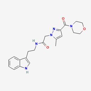 molecular formula C21H25N5O3 B2766022 N-(2-(1H-indol-3-yl)ethyl)-2-(5-methyl-3-(morpholine-4-carbonyl)-1H-pyrazol-1-yl)acetamide CAS No. 1171959-43-5