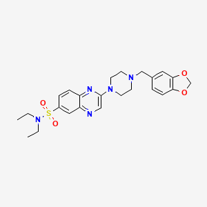 B2766027 2-(4-(benzo[d][1,3]dioxol-5-ylmethyl)piperazin-1-yl)-N,N-diethylquinoxaline-6-sulfonamide CAS No. 1215545-83-7