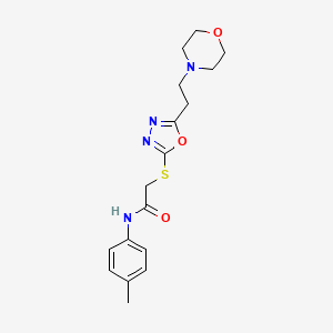 molecular formula C17H22N4O3S B2766028 2-((5-(2-morpholinoethyl)-1,3,4-oxadiazol-2-yl)thio)-N-(p-tolyl)acetamide CAS No. 905765-64-2