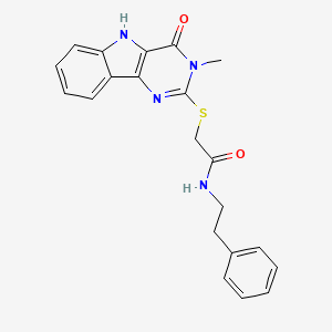 molecular formula C21H20N4O2S B2766029 2-((3-methyl-4-oxo-4,5-dihydro-3H-pyrimido[5,4-b]indol-2-yl)thio)-N-phenethylacetamide CAS No. 537668-16-9