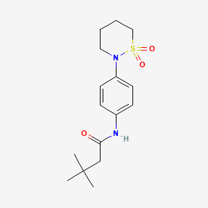 molecular formula C16H24N2O3S B2766036 N-(4-(1,1-dioxido-1,2-thiazinan-2-yl)phenyl)-3,3-dimethylbutanamide CAS No. 899979-46-5
