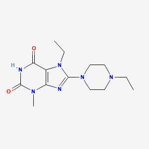molecular formula C14H22N6O2 B2766061 7-Ethyl-8-(4-ethylpiperazinyl)-3-methyl-1,3,7-trihydropurine-2,6-dione CAS No. 923114-04-9