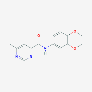 molecular formula C15H15N3O3 B2766063 N-(2,3-Dihydro-1,4-benzodioxin-6-yl)-5,6-dimethylpyrimidine-4-carboxamide CAS No. 2415601-35-1